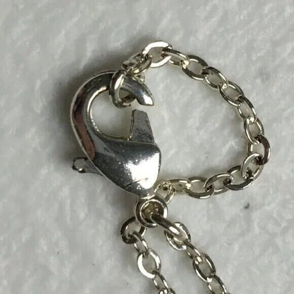 Silver Tone Clavicle Necklace Rhinestone Crystal Charm Dainty Cable Chain - Picture 7 of 9